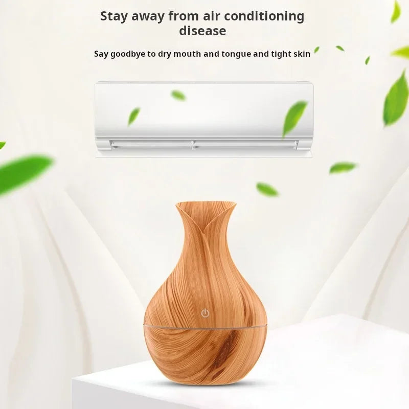 Mini Portable Ultrasonic Humidifier Wood Grain Design for Desktop Bedroom Student Office Quiet Home Car Use New Model