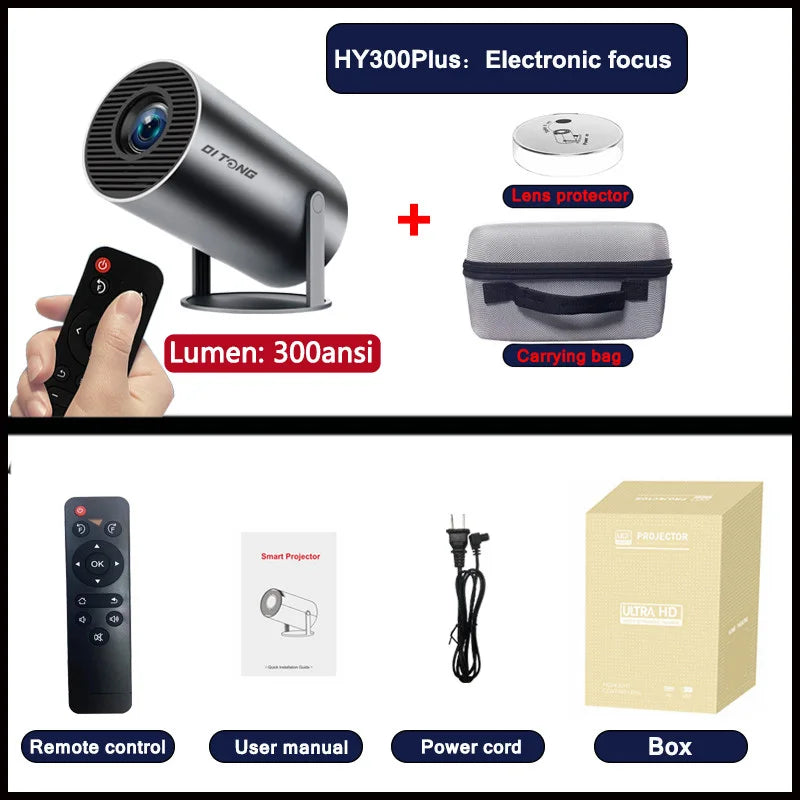 DITONG hy300 pro new Projector 4K Android Wifi 1080P 1280*720P HD Home Cinema Outdoor portable Video movies led mini Projetor