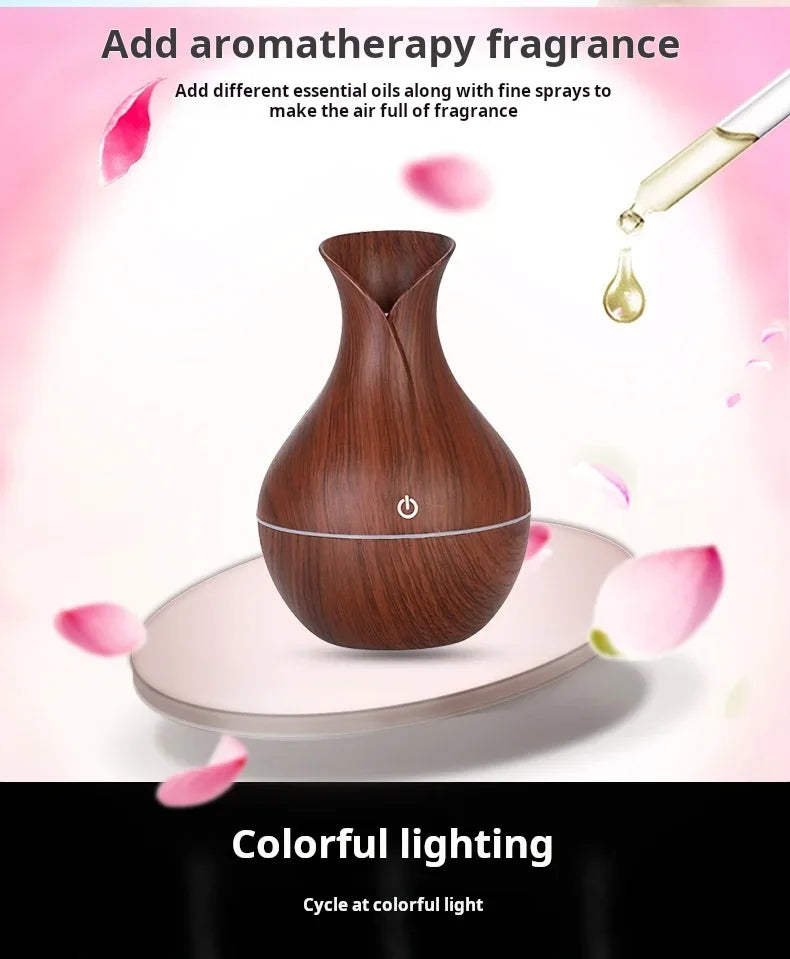 Mini Portable Ultrasonic Humidifier Wood Grain Design for Desktop Bedroom Student Office Quiet Home Car Use New Model