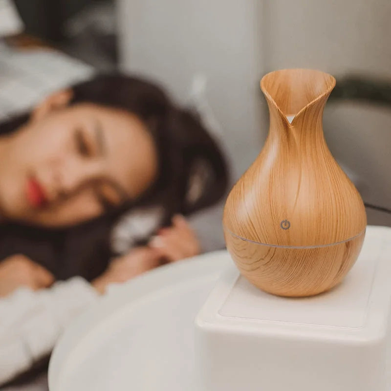 Mini Portable Ultrasonic Humidifier Wood Grain Design for Desktop Bedroom Student Office Quiet Home Car Use New Model