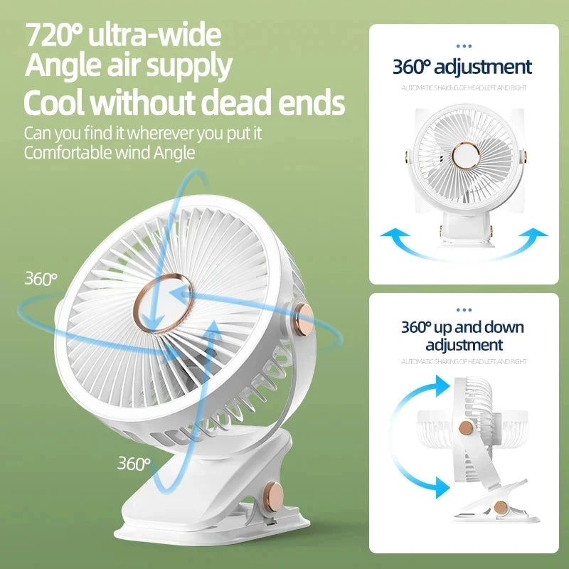Xiaomi Portable Desktop Fan 3 Wind Speed Quiet Rechargeable Clip-on Air Circulator Wireless Hung Fan With LED Light Camping Home