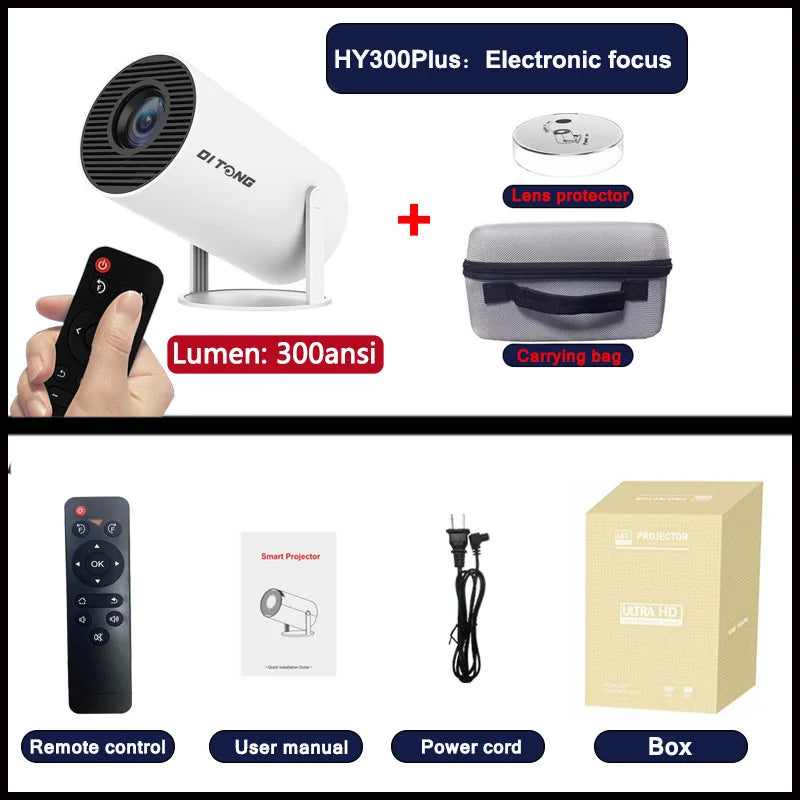 DITONG hy300 pro new Projector 4K Android Wifi 1080P 1280*720P HD Home Cinema Outdoor portable Video movies led mini Projetor