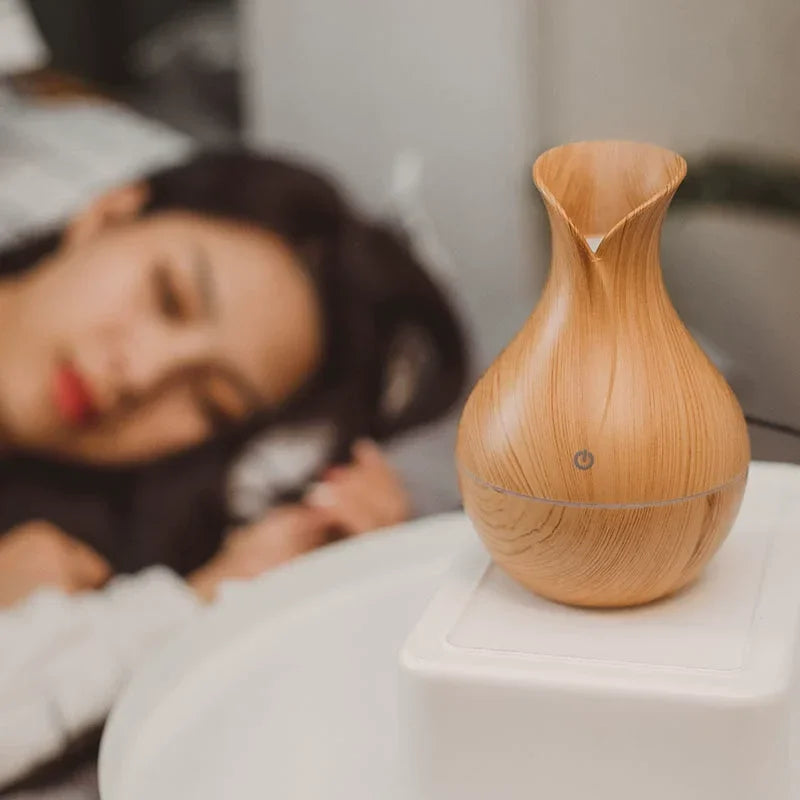 Mini Portable Ultrasonic Humidifier Wood Grain Design for Desktop Bedroom Student Office Quiet Home Car Use New Model